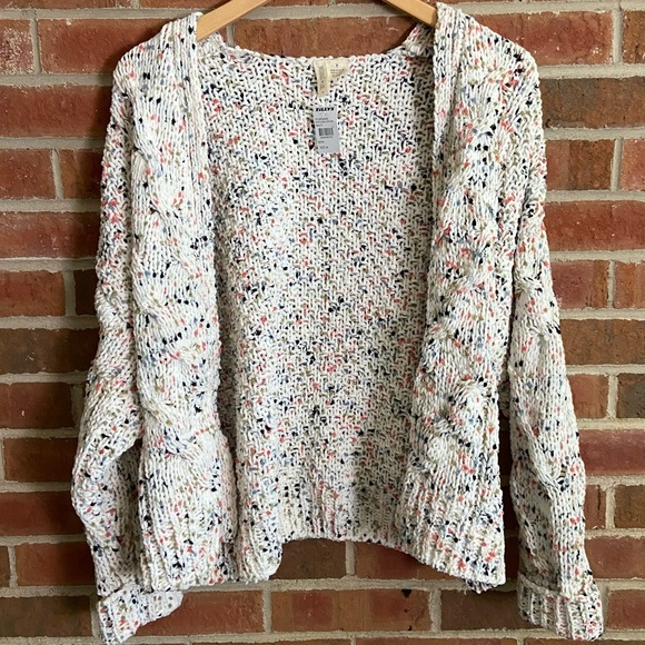 Sky and Sparrow Sweaters - SKY AND SPARROW Cable Knit Womens Crop Confetti